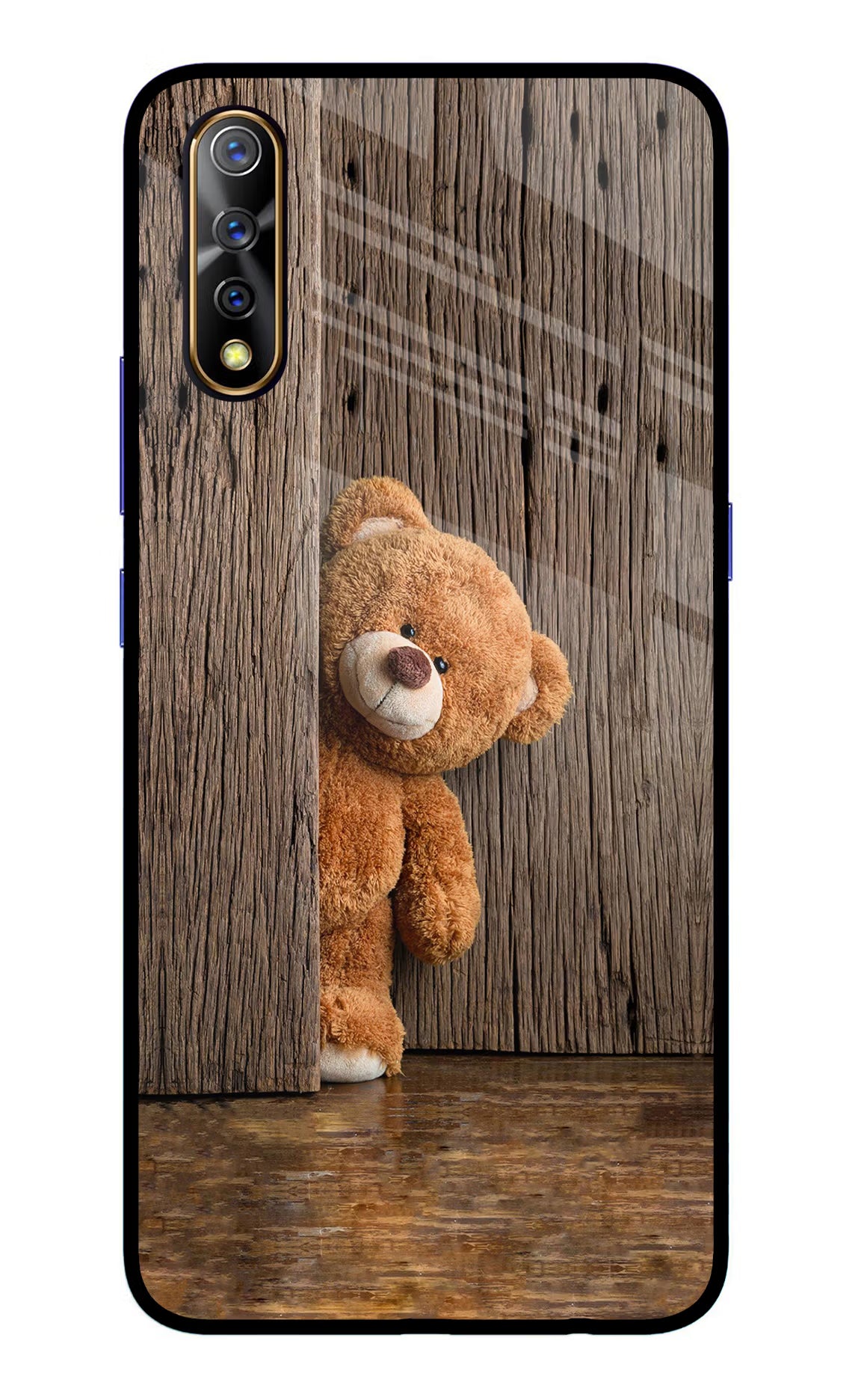 Teddy Wooden Vivo S1/Z1x Glass Case Back Cover by Casekaro