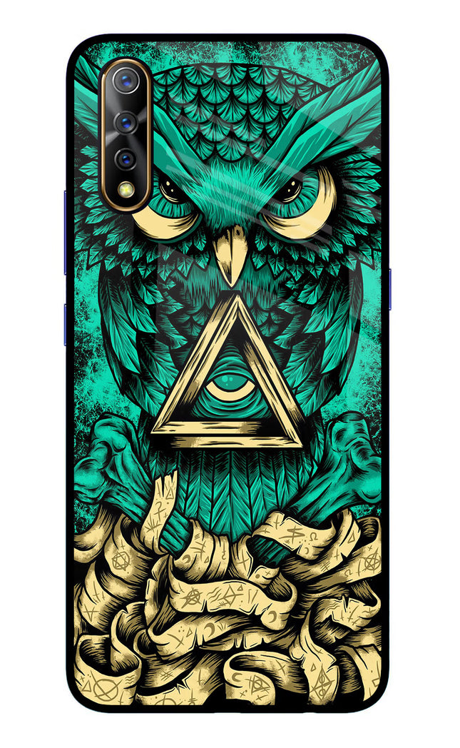 Green Owl Vivo S1/Z1x Glass Case Back Cover by Casekaro