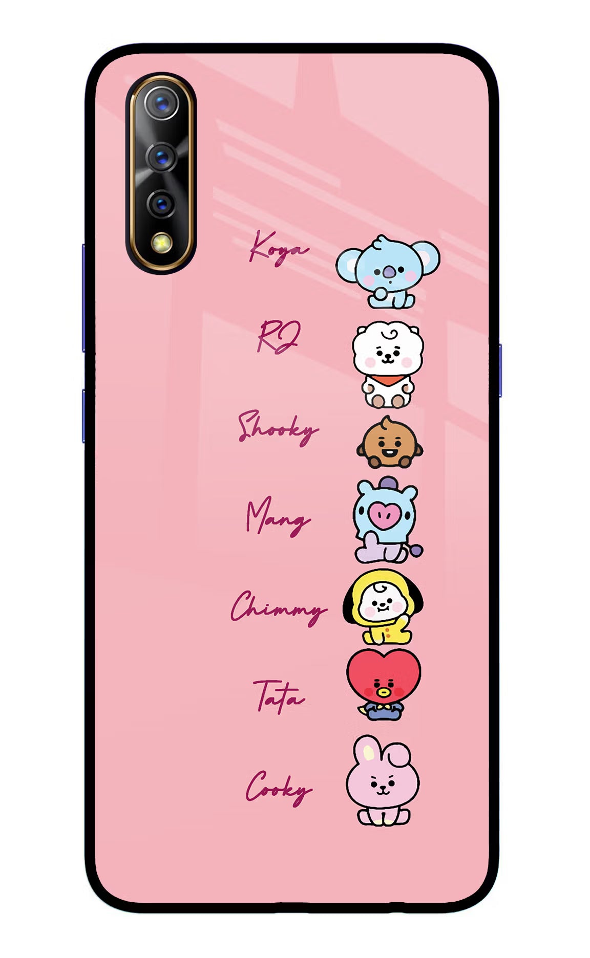 BTS names Vivo S1/Z1x Glass Case Back Cover by Casekaro