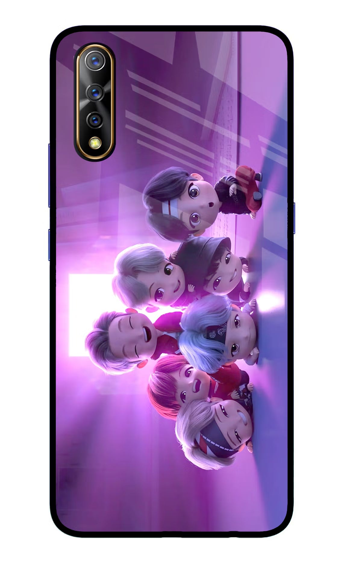 BTS Chibi Vivo S1/Z1x Glass Case Back Cover by Casekaro