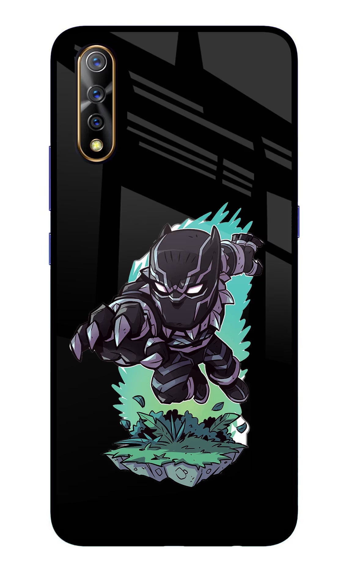 Black Panther Vivo S1/Z1x Glass Case Back Cover by Casekaro