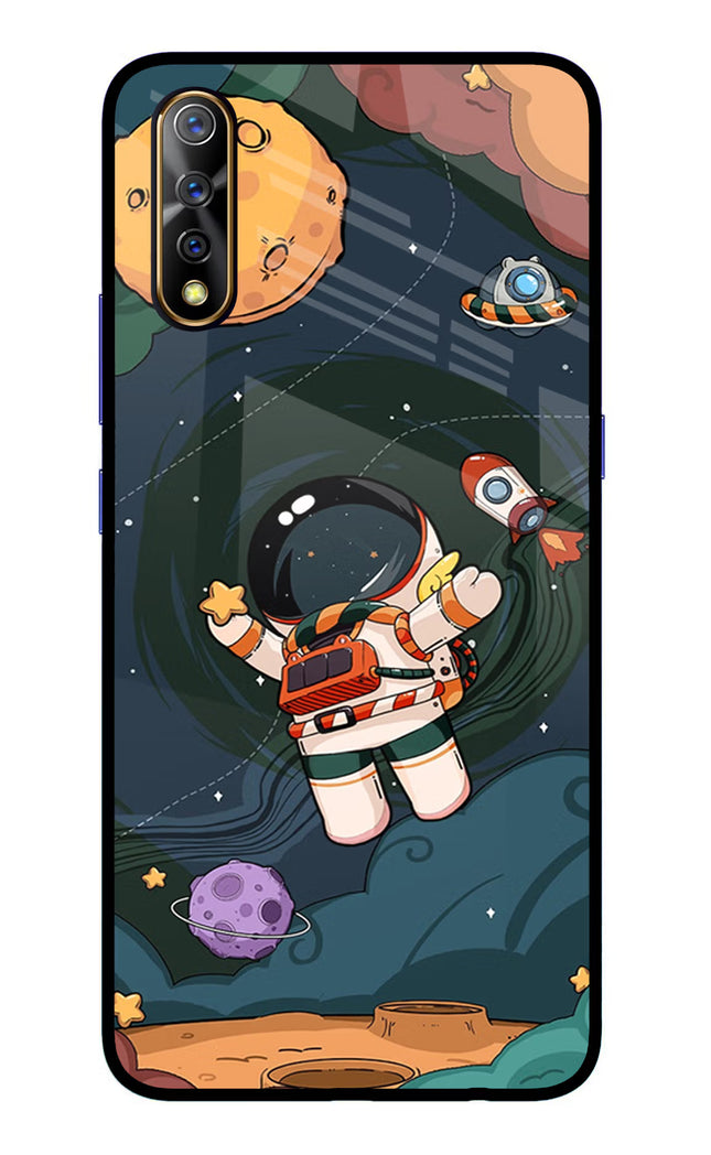Cartoon Astronaut Vivo S1/Z1x Glass Case Back Cover by Casekaro