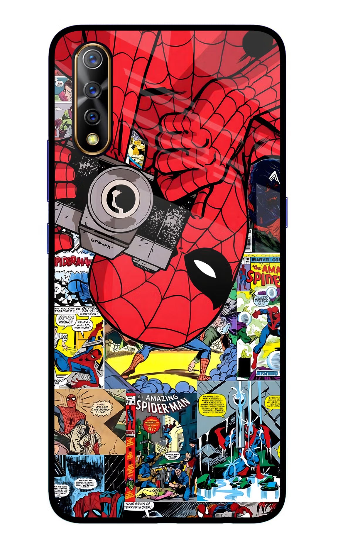 Spider Man Vivo S1/Z1x Glass Case Back Cover by Casekaro