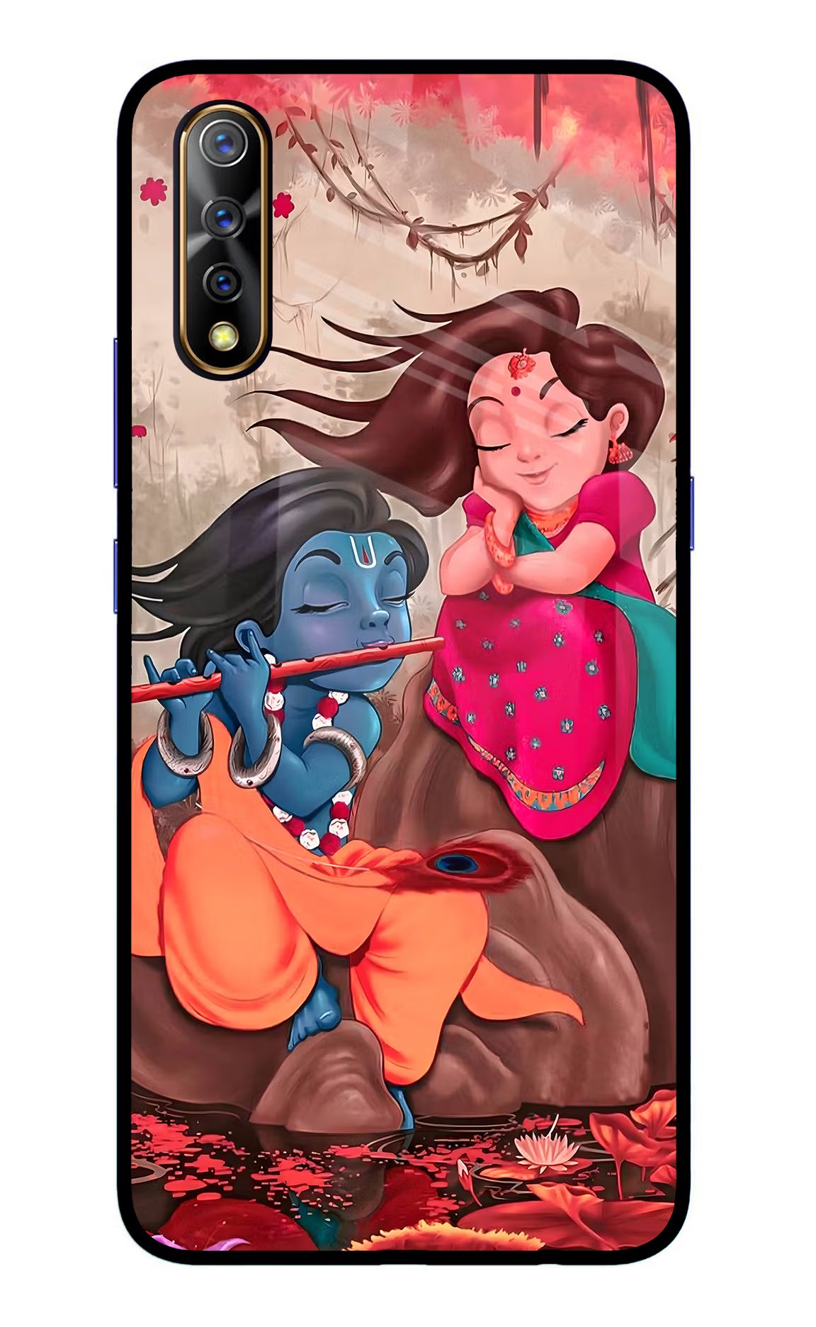 Radhe Krishna Vivo S1/Z1x Glass Case Back Cover by Casekaro