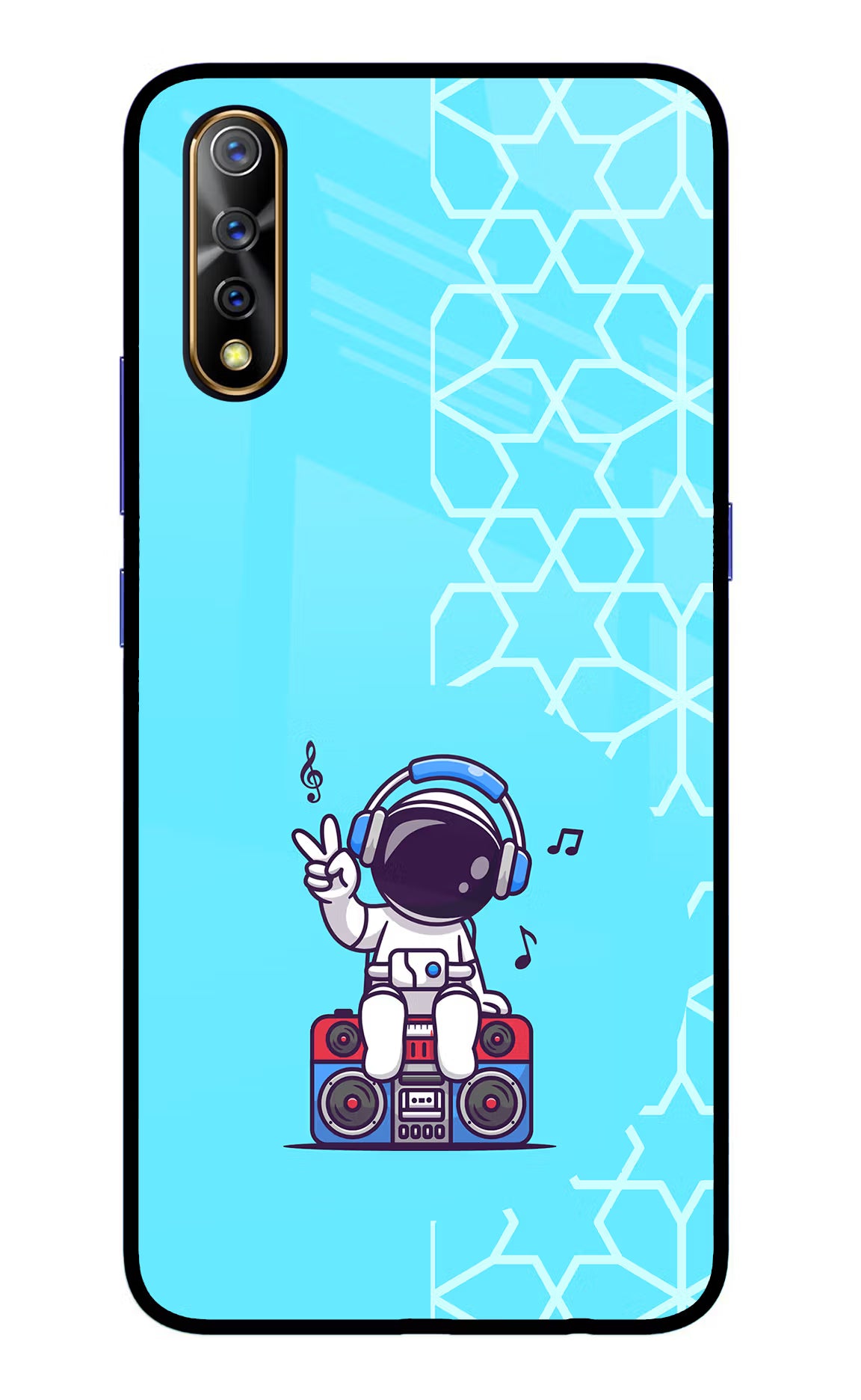 Cute Astronaut Chilling Vivo S1/Z1x Glass Case Back Cover by Casekaro