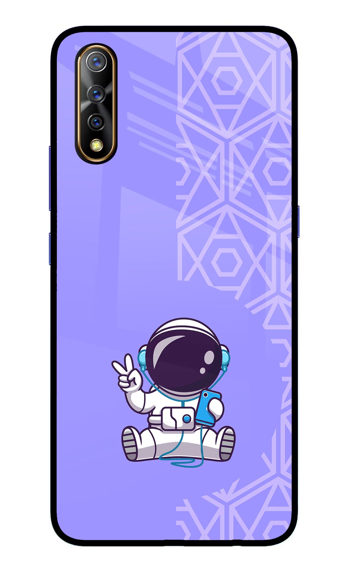 Cute Astronaut Chilling Vivo S1/Z1x Glass Case Back Cover by Casekaro