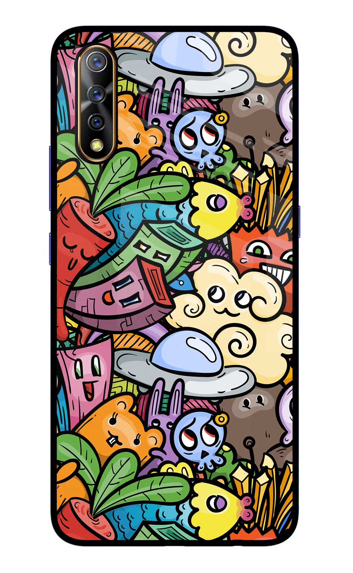 Veggie Doodle Vivo S1/Z1x Glass Case Back Cover by Casekaro