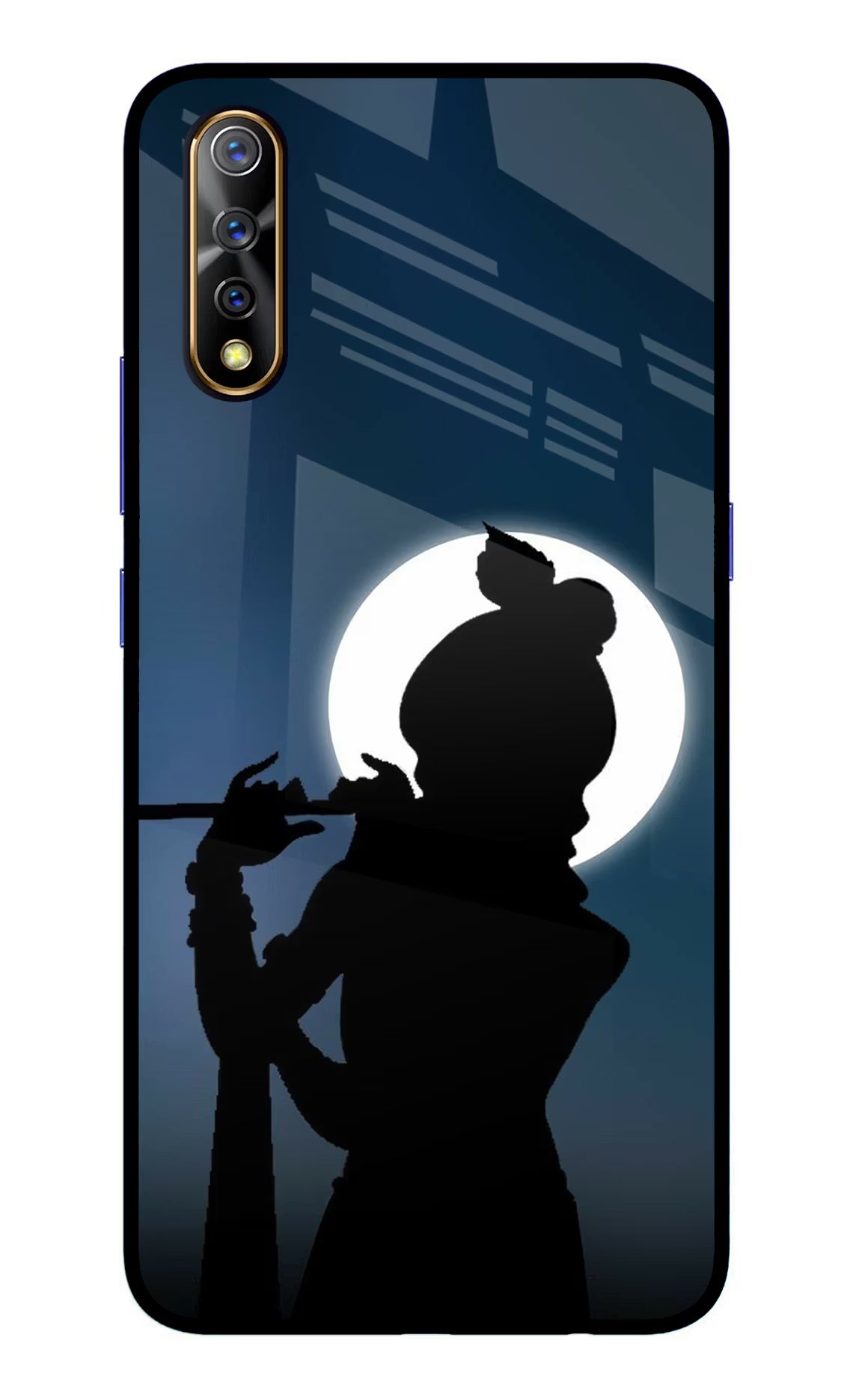 Shri Krishna Silhouette Vivo S1/Z1x Glass Case Back Cover by Casekaro