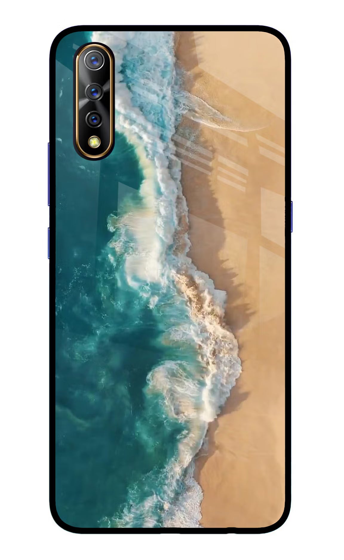 Ocean Beach Vivo S1/Z1x Glass Case Back Cover by Casekaro