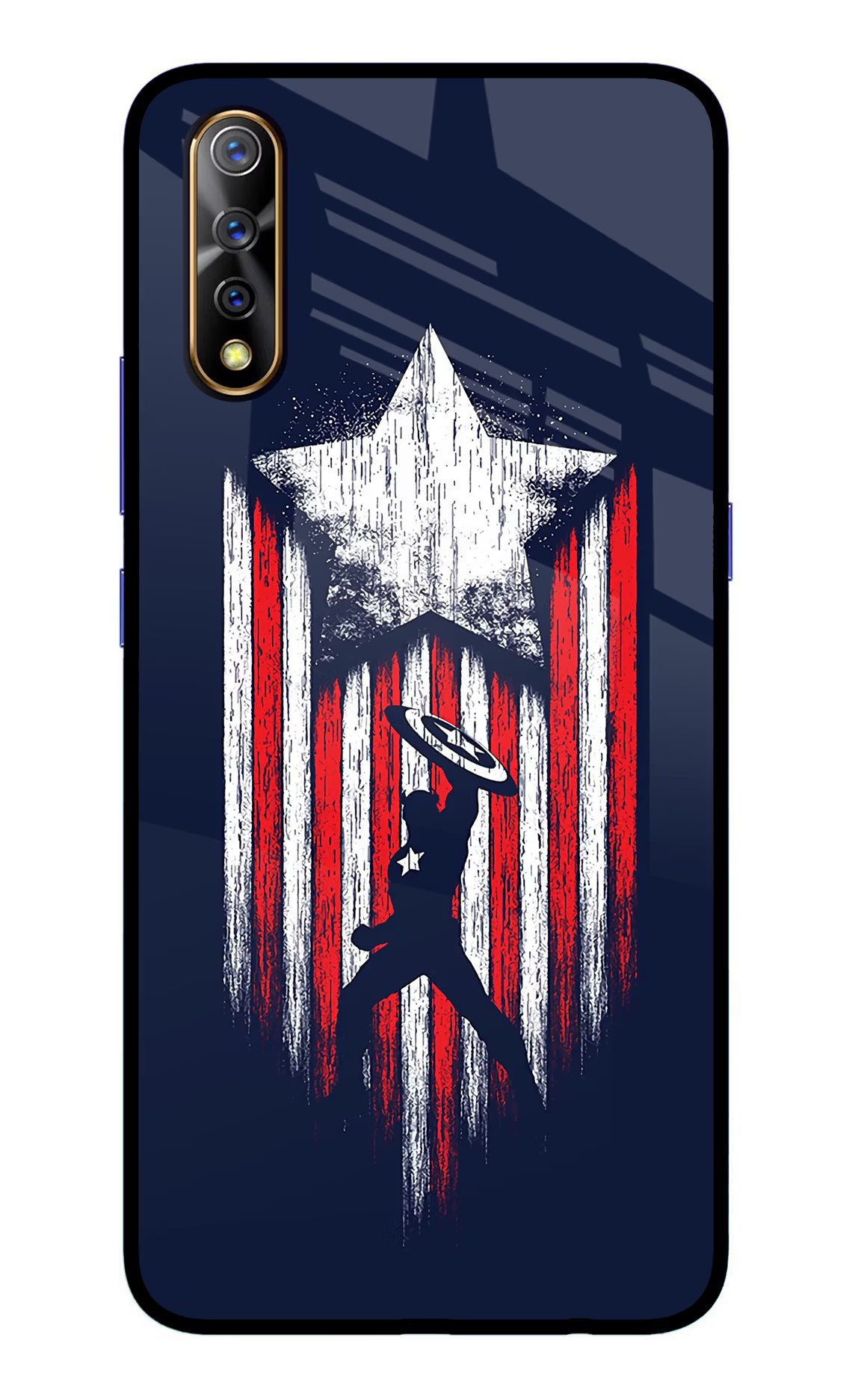 Captain America Marvel Art Vivo S1/Z1x Glass Case Back Cover by Casekaro