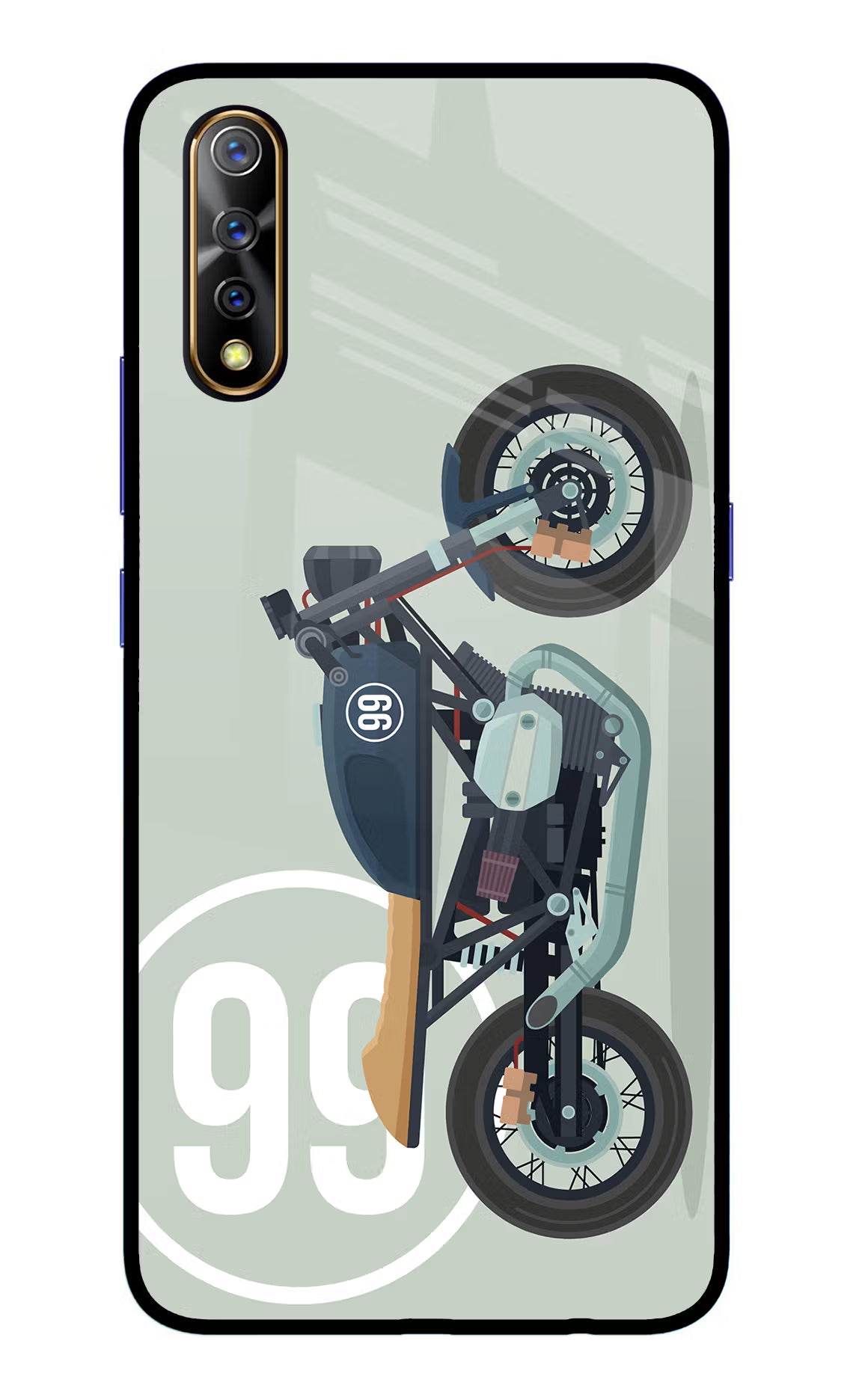 Classic Cafe Racer 99 Vivo S1/Z1x Glass Case Back Cover by Casekaro