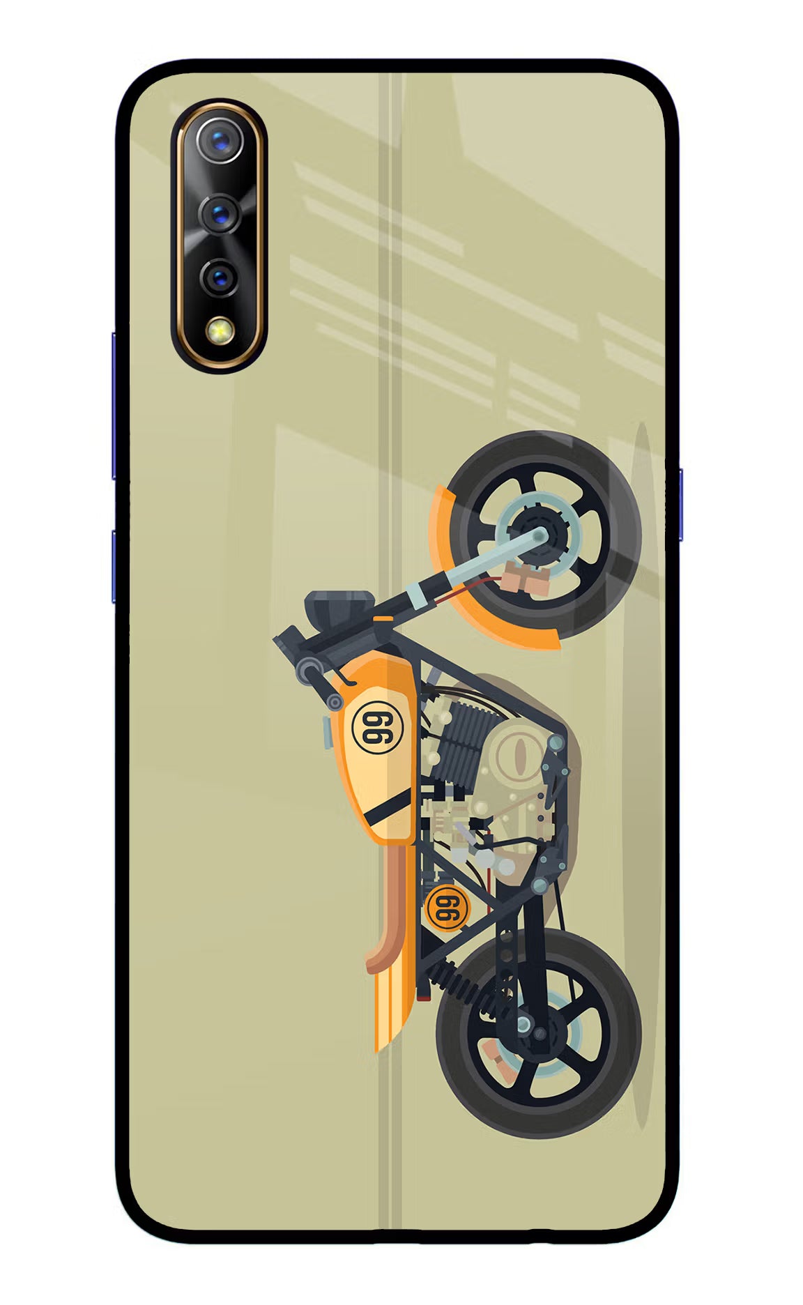 Vertical Speedster Vivo S1/Z1x Glass Case Back Cover by Casekaro