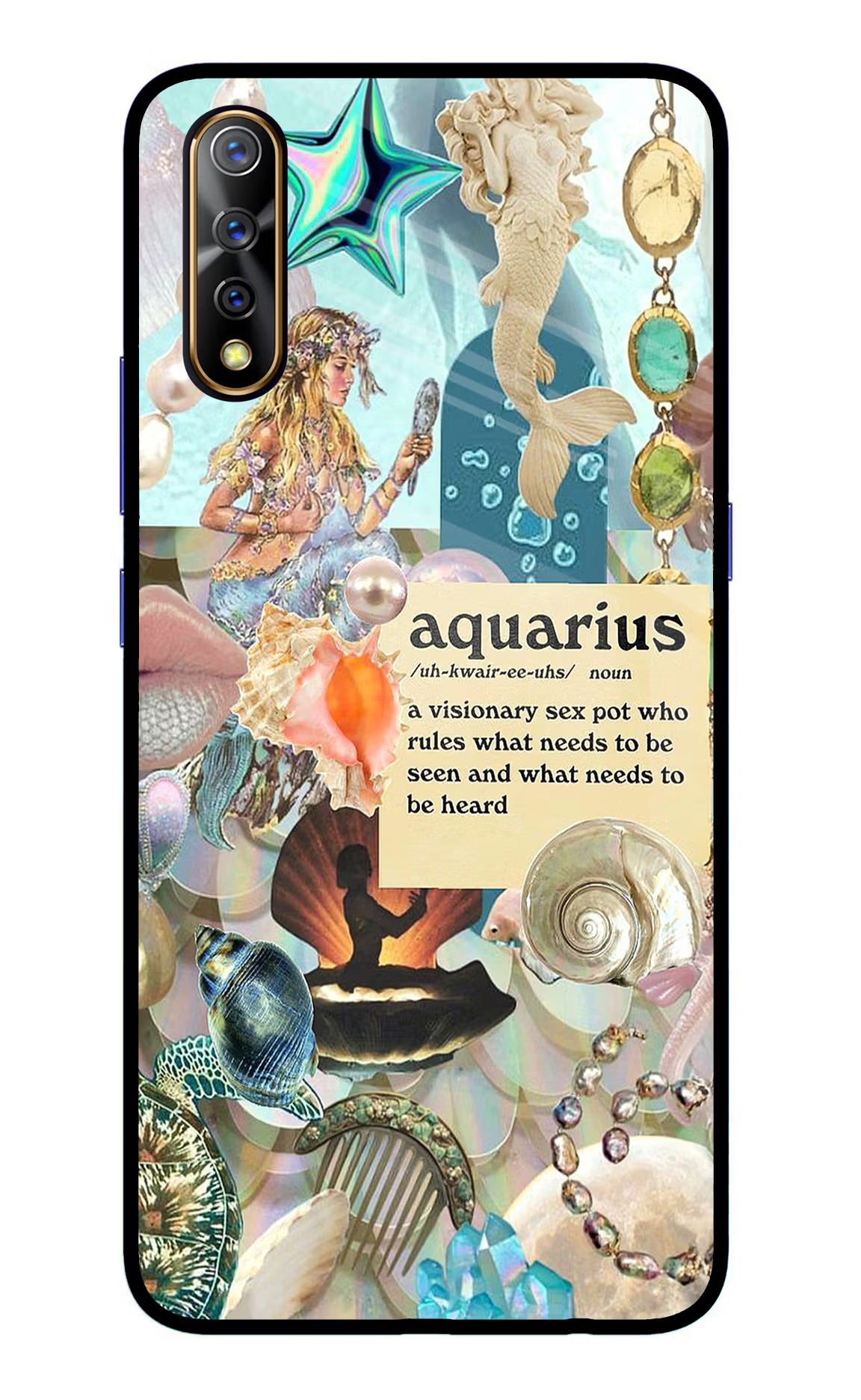 Aquarius Zodiac Vivo S1/Z1x Glass Case Back Cover by Casekaro