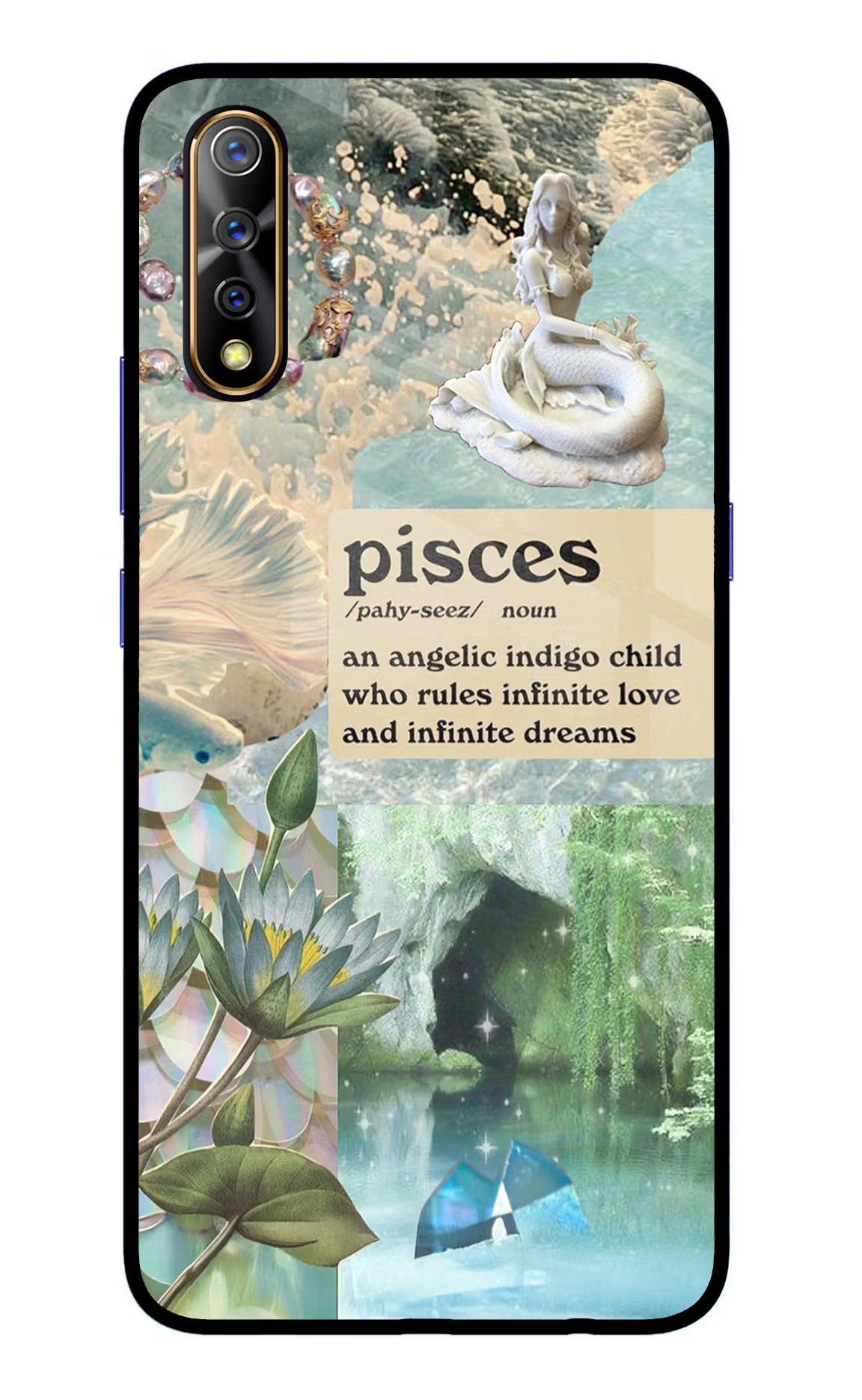 Pisces Zodiac Vivo S1/Z1x Glass Case Back Cover by Casekaro