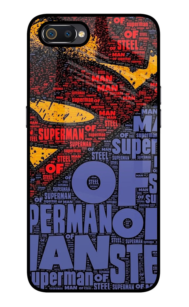 Superman Realme C2 Glass Case Back Cover by Casekaro