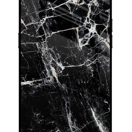 Black Marble Texture Realme C2 Glass Case Back Cover by Casekaro