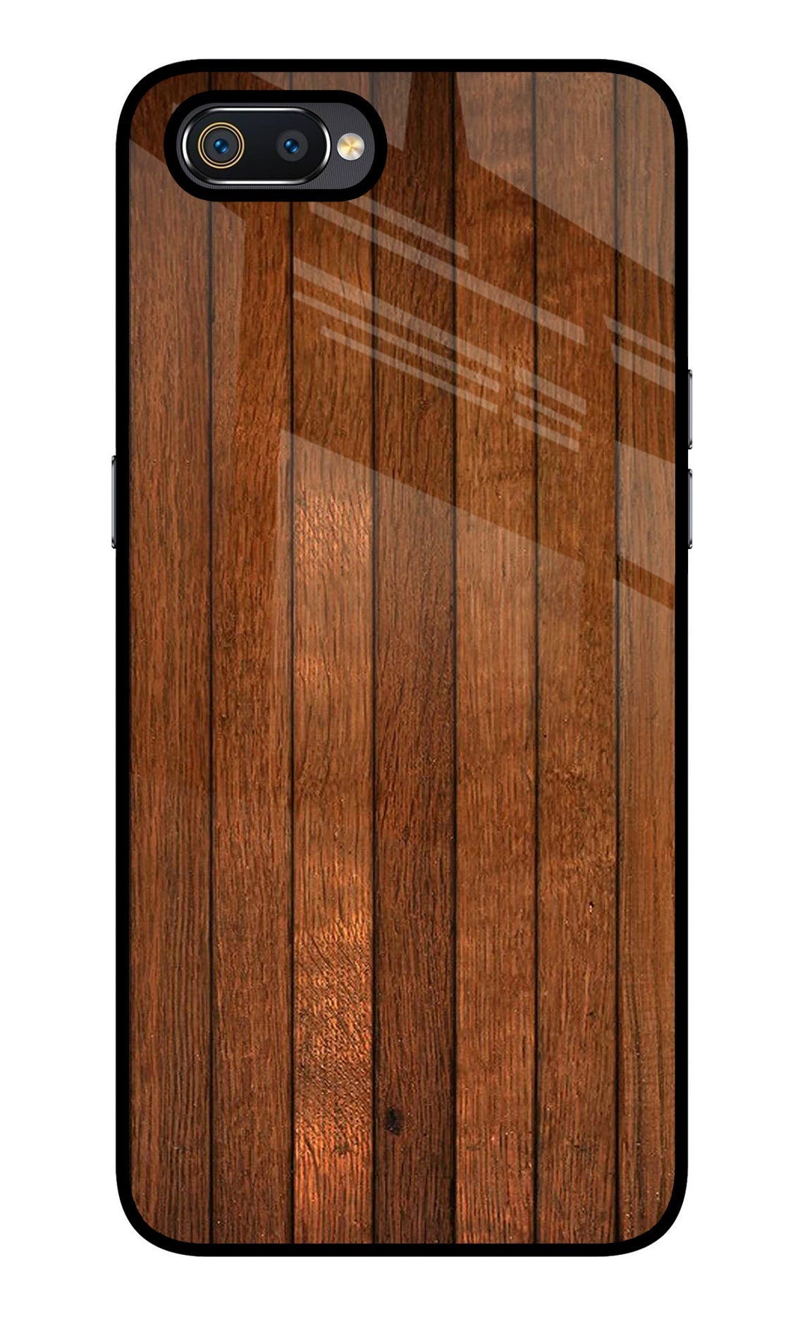 Wooden Artwork Bands Realme C2 Glass Case