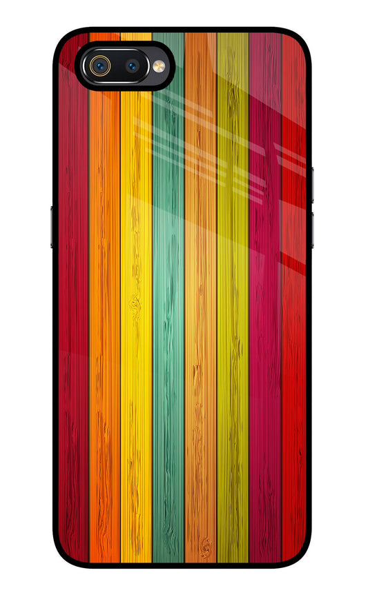 Multicolor Wooden Realme C2 Glass Case