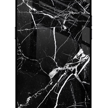 Black Marble Pattern Realme C2 Glass Case Back Cover by Casekaro