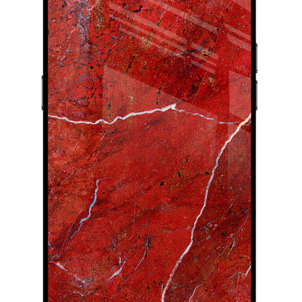 Red Marble Design Realme C2 Glass Case Back Cover by Casekaro