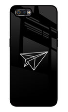 Paper Plane White Realme C2 Glass Case