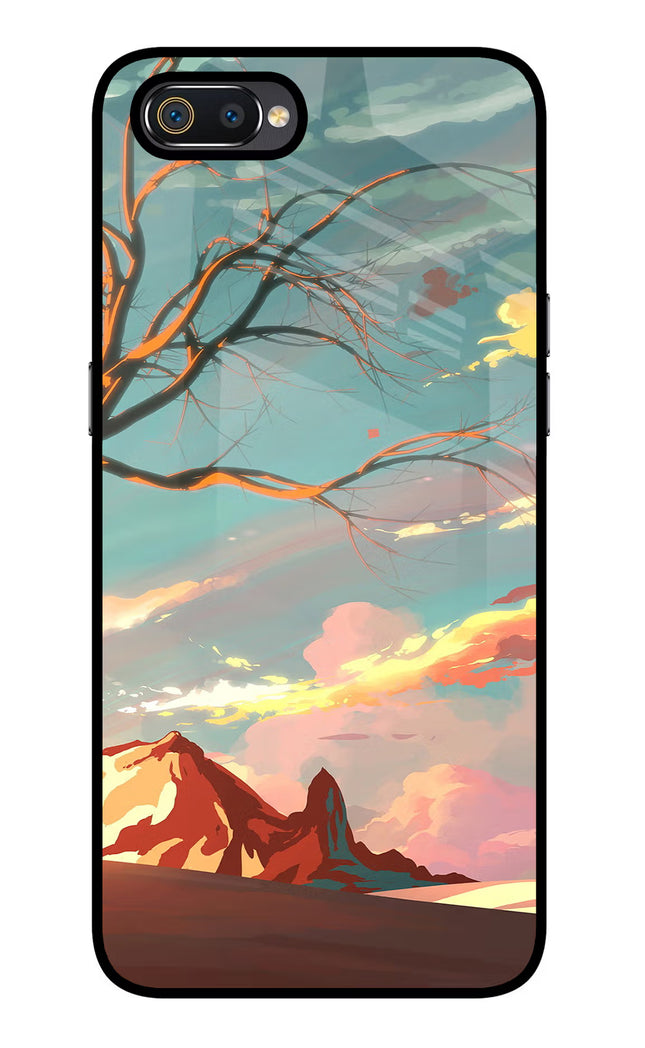Scenery Realme C2 Glass Case Back Cover by Casekaro
