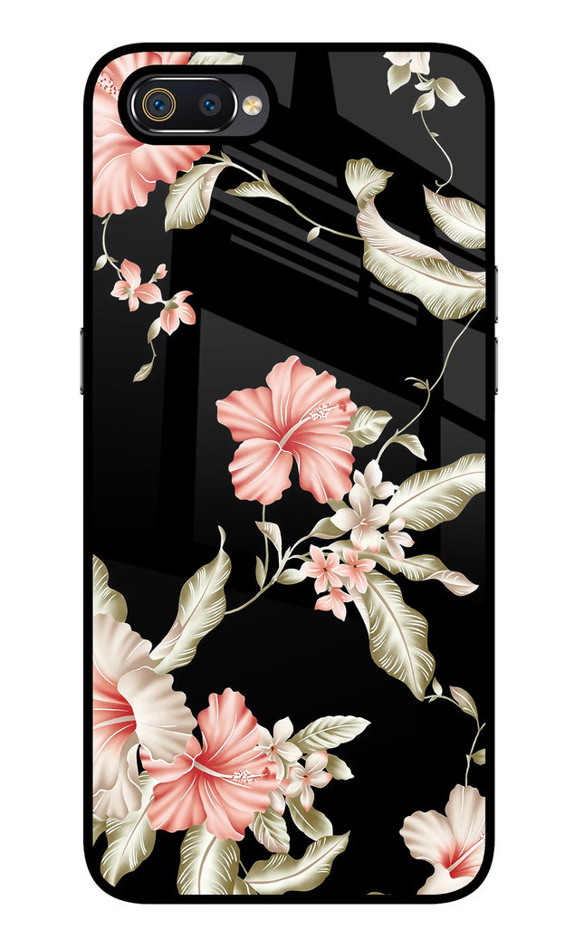 Flowers Realme C2 Glass Case Back Cover by Casekaro
