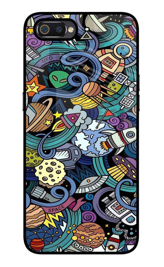 Space Abstract Realme C2 Glass Case Back Cover by Casekaro