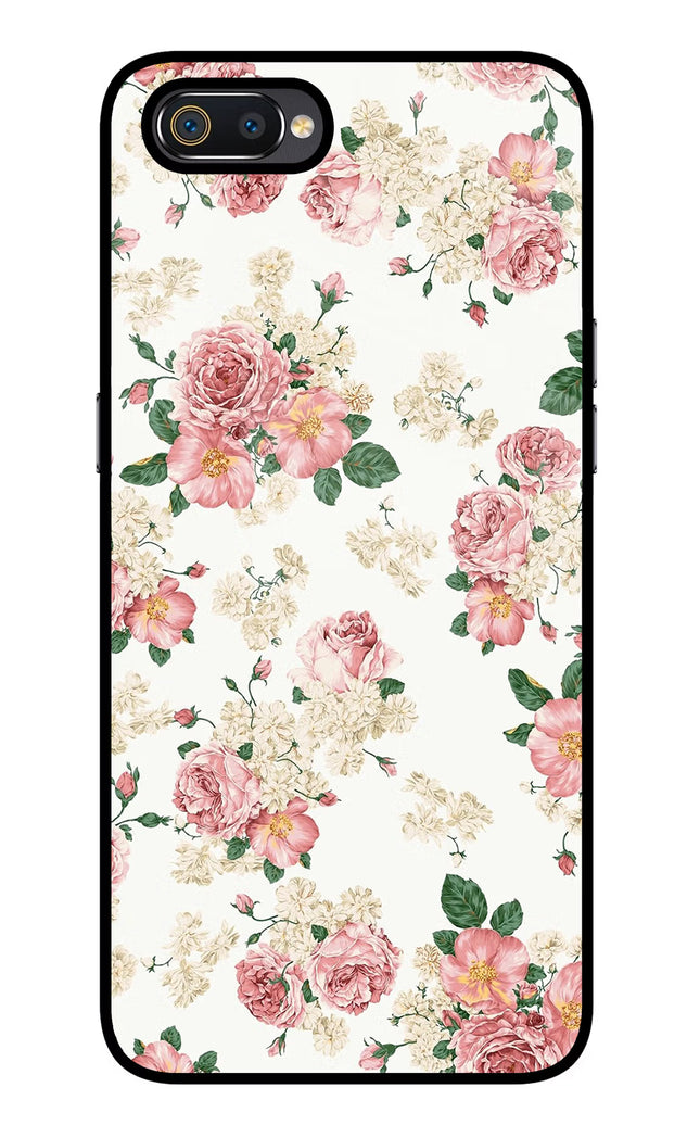 Flowers Realme C2 Glass Case Back Cover by Casekaro