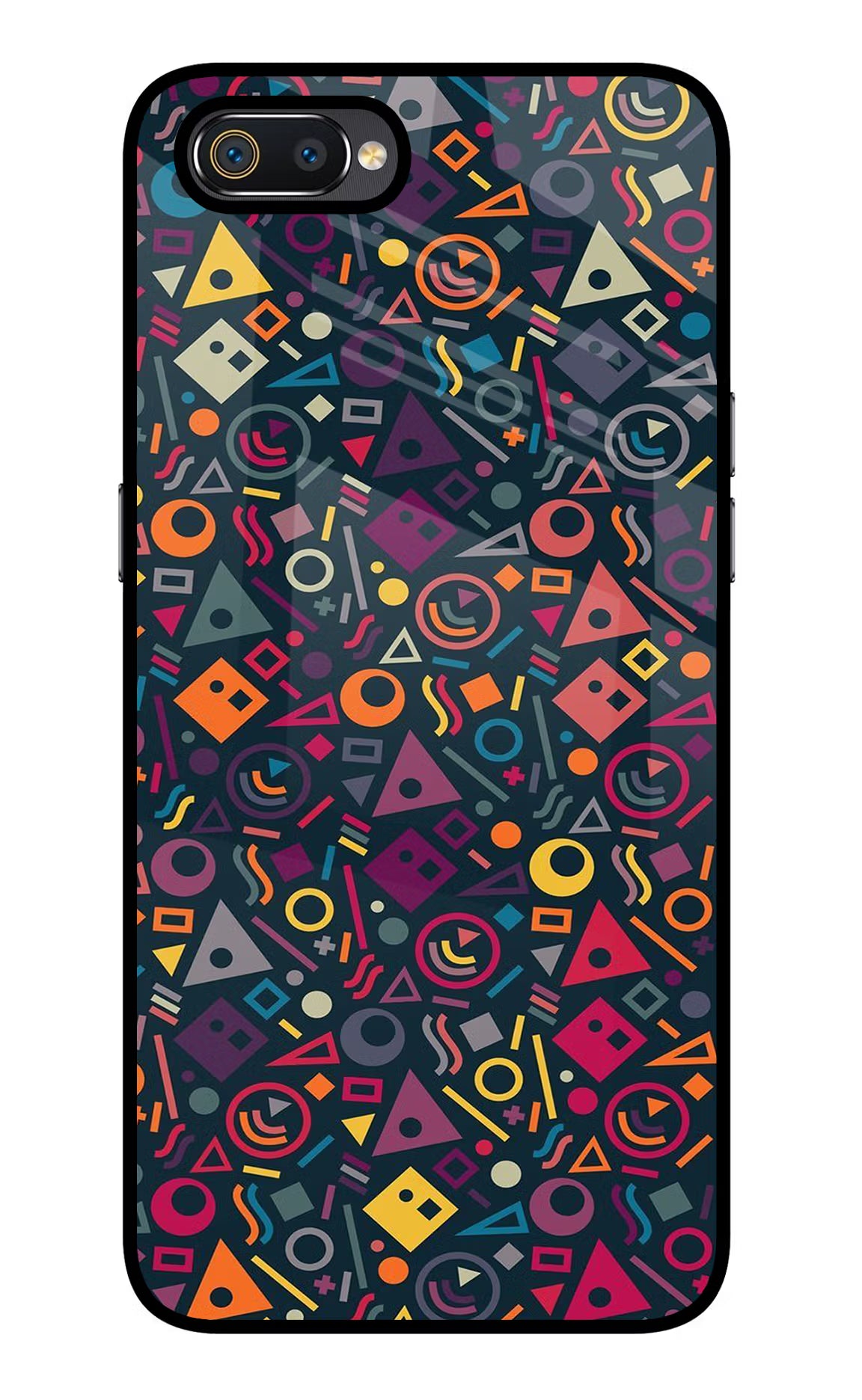 Geometric Abstract Realme C2 Glass Case Back Cover by Casekaro