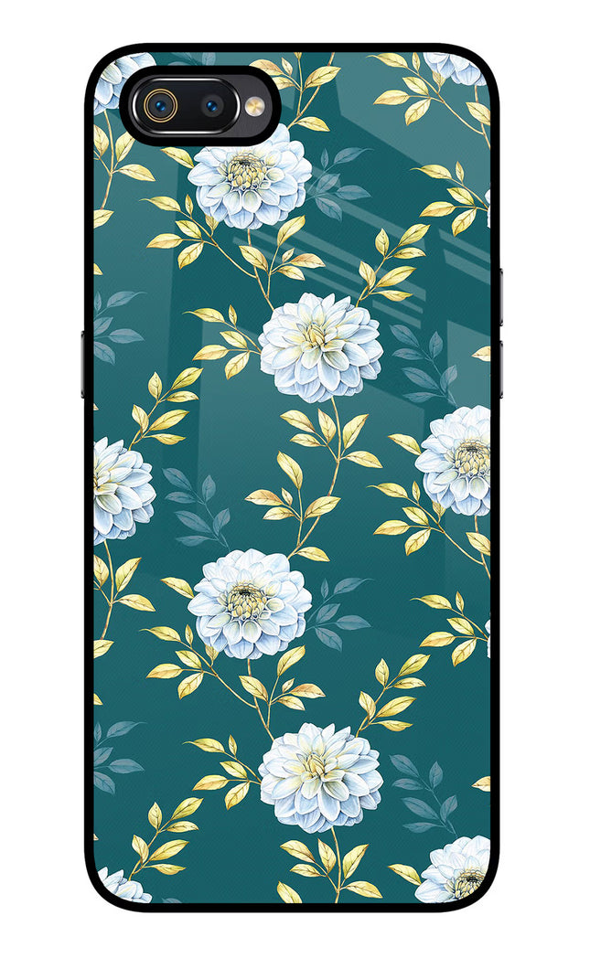Flowers Realme C2 Glass Case Back Cover by Casekaro