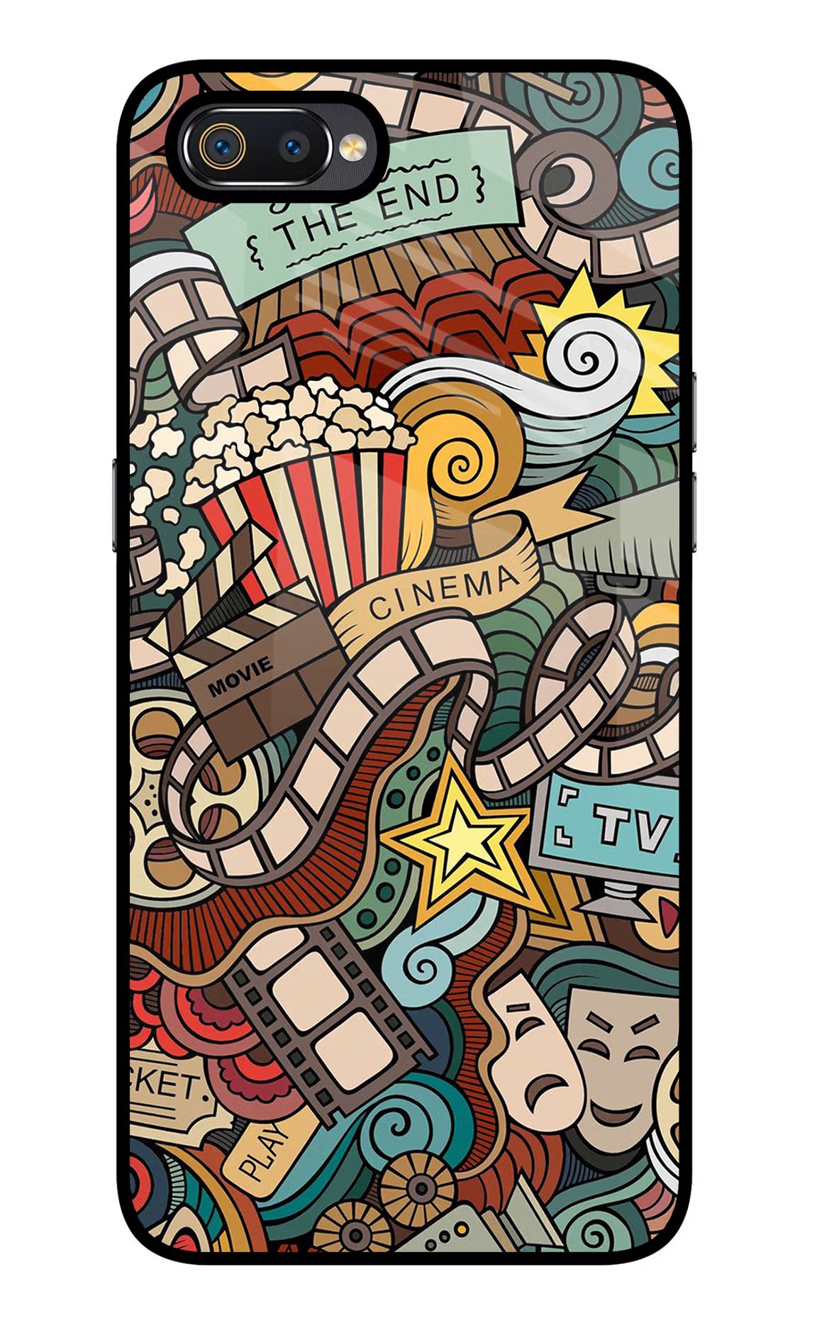 Cinema Abstract Realme C2 Glass Case Back Cover by Casekaro
