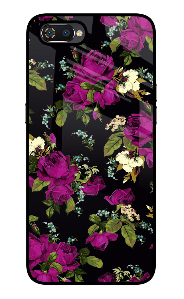 Flowers Realme C2 Glass Case Back Cover by Casekaro