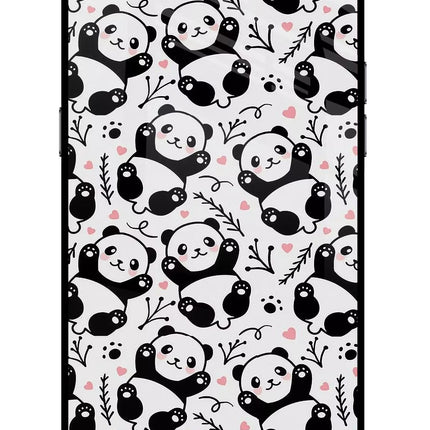 Cute Panda Realme C2 Glass Case Back Cover by Casekaro