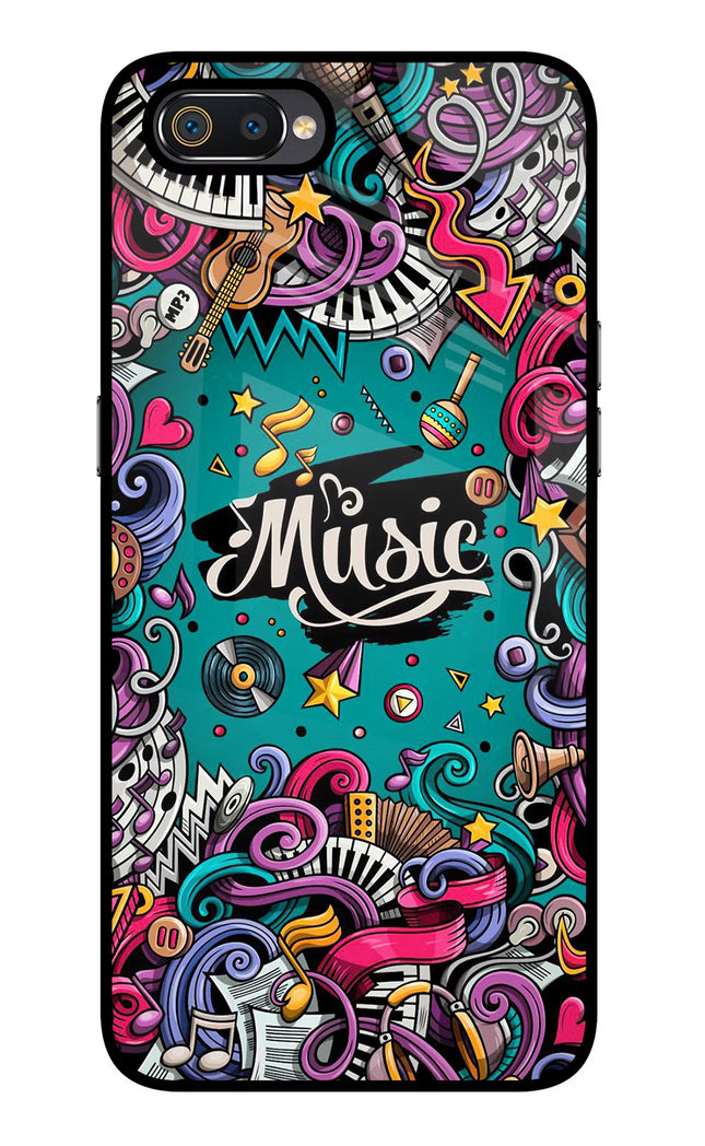 Music Graffiti Realme C2 Glass Case Back Cover by Casekaro