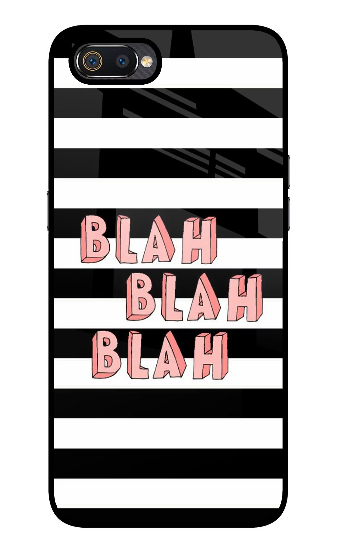 Blah Blah Blah Realme C2 Glass Case Back Cover by Casekaro