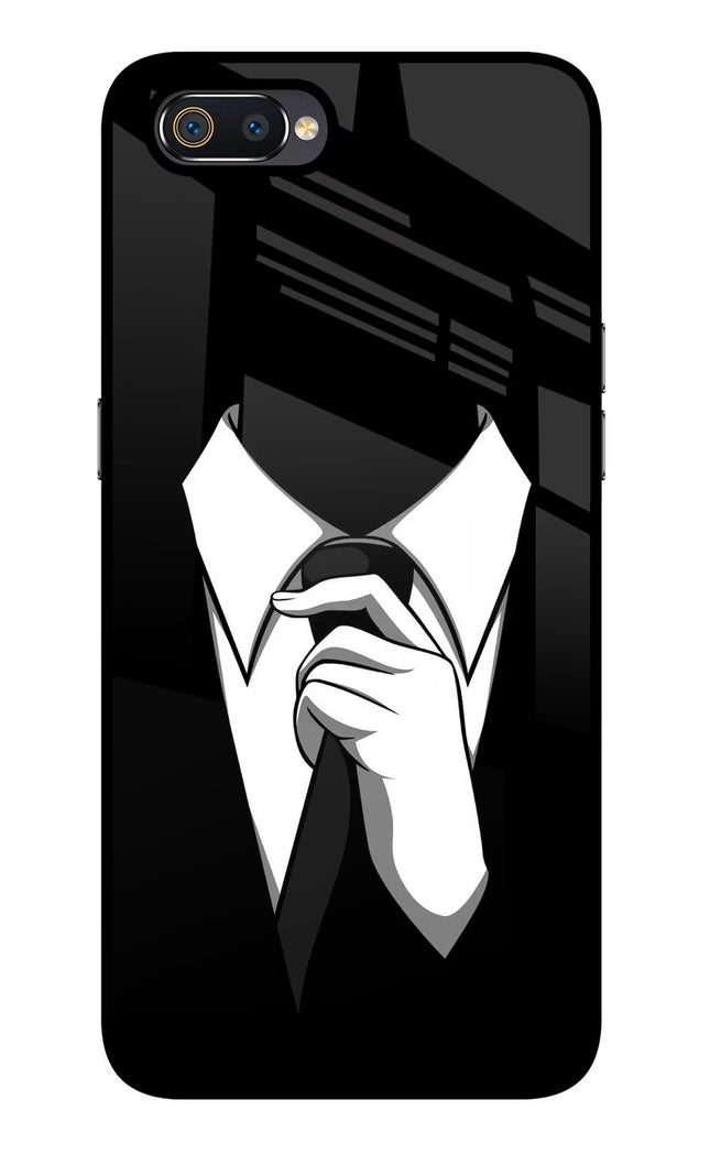 Black Tie Realme C2 Glass Case Back Cover by Casekaro