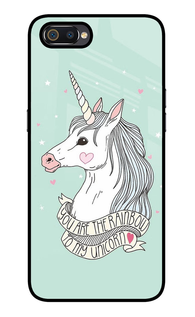 Unicorn Wallpaper Realme C2 Glass Case Back Cover by Casekaro