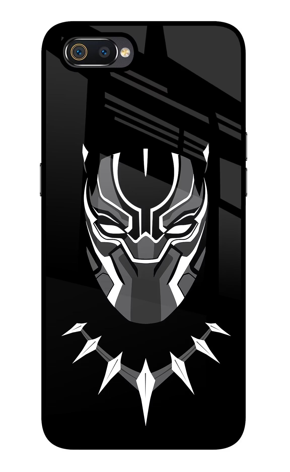 Black Panther Realme C2 Glass Case Back Cover by Casekaro