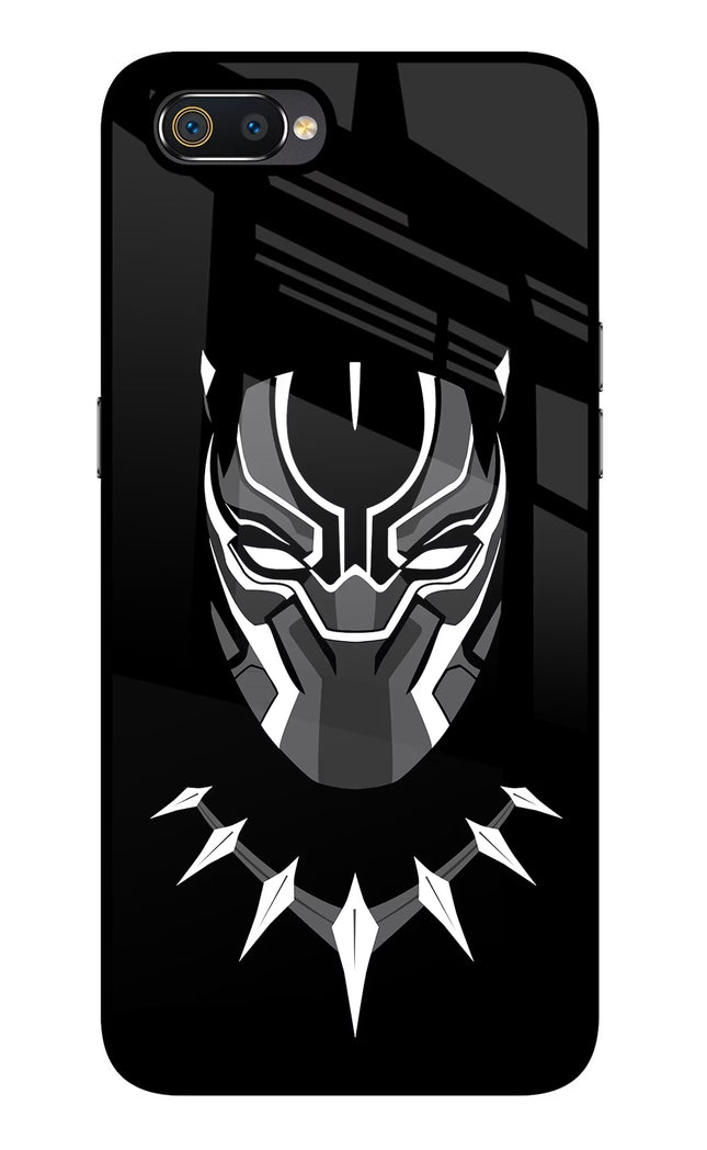 Black Panther Realme C2 Glass Case Back Cover by Casekaro
