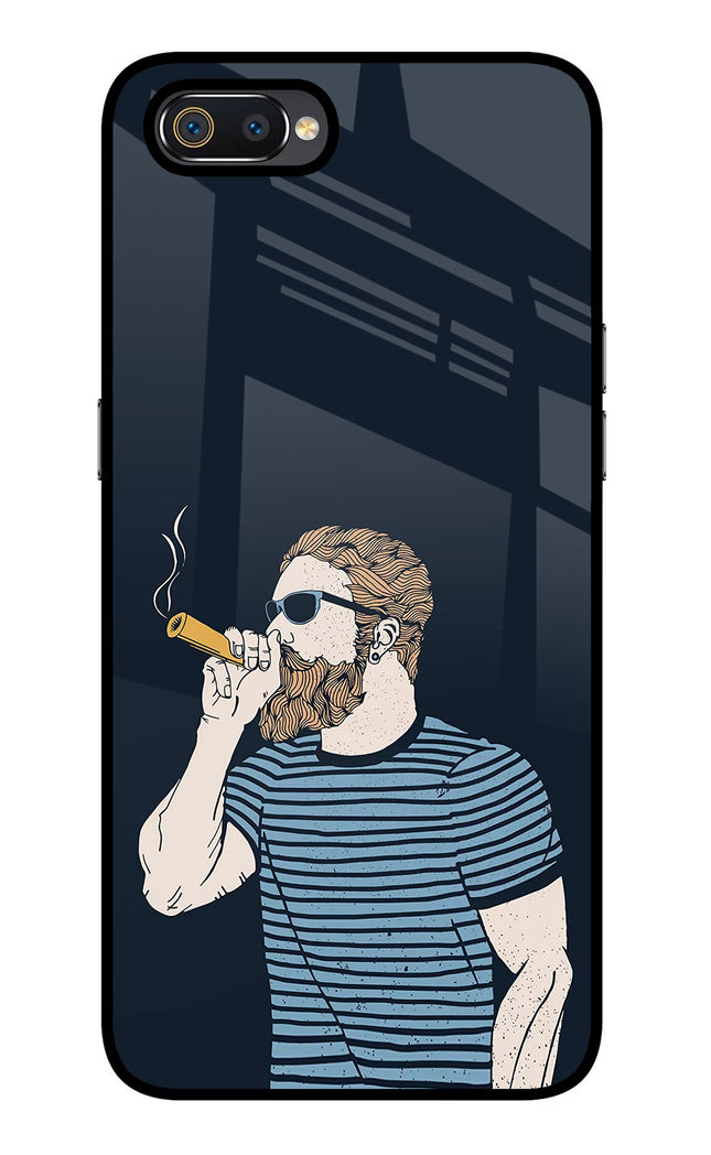 Smoking Realme C2 Glass Case Back Cover by Casekaro