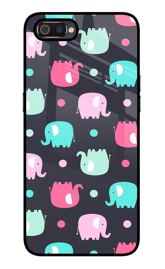 Elephants Realme C2 Glass Case Back Cover by Casekaro