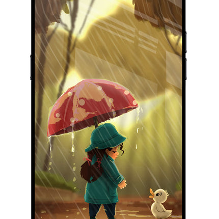 Rainy Day Realme C2 Glass Case Back Cover by Casekaro