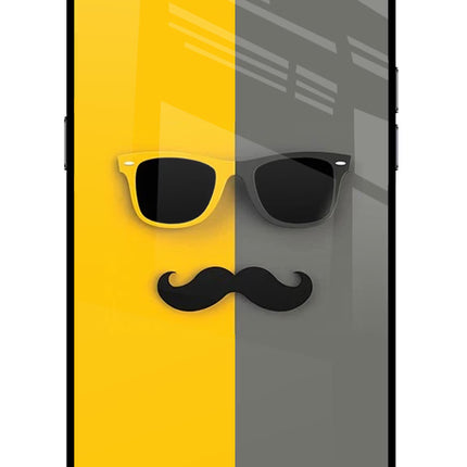 Sunglasses with Mustache Realme C2 Glass Case Back Cover by Casekaro