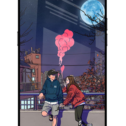 Chilling Couple Realme C2 Glass Case Back Cover by Casekaro