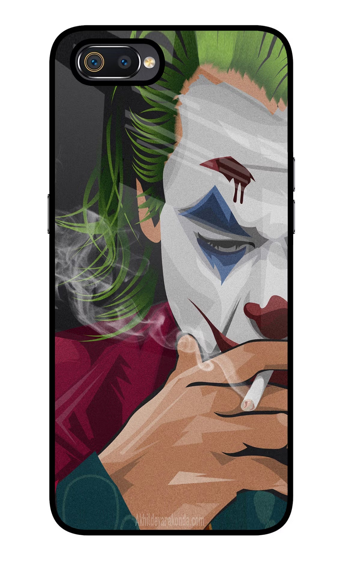 Joker Smoking Realme C2 Glass Case Back Cover by Casekaro