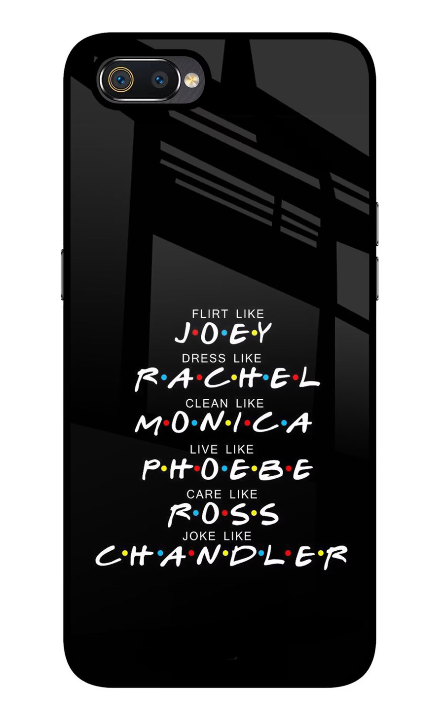 FRIENDS Character Realme C2 Back Cover, Glass case