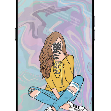 Selfie Girl Realme C2 Glass Case Back Cover by Casekaro