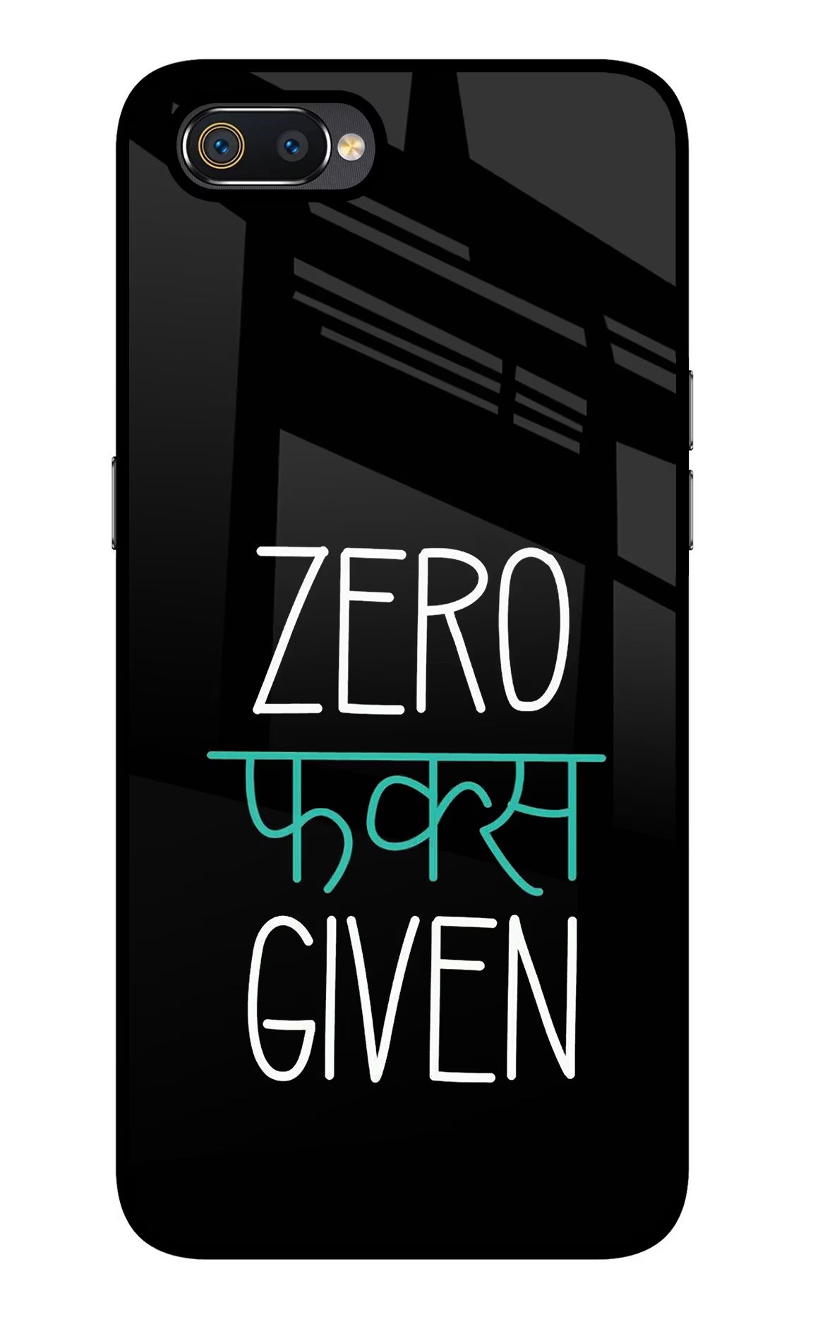 Zero Fucks Given Realme C2 Glass Case Back Cover by Casekaro