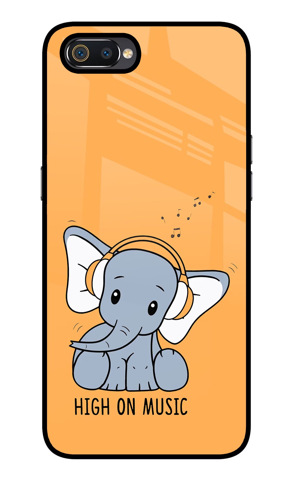 High On Music Realme C2 Glass Case Back Cover by Casekaro